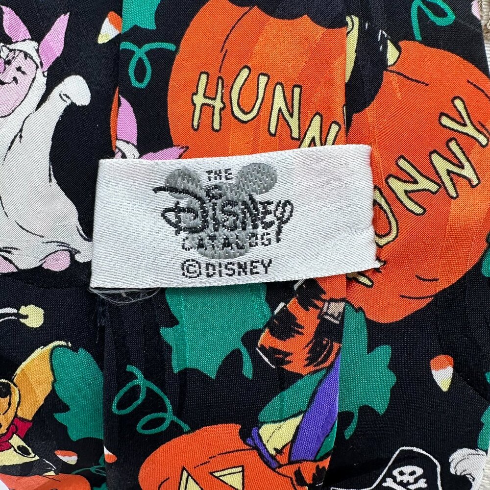Vintage Disney Halloween Theme Winnie the Pooh Eeyore Piglet Tigger Silk Tie - Picture 6 of 9